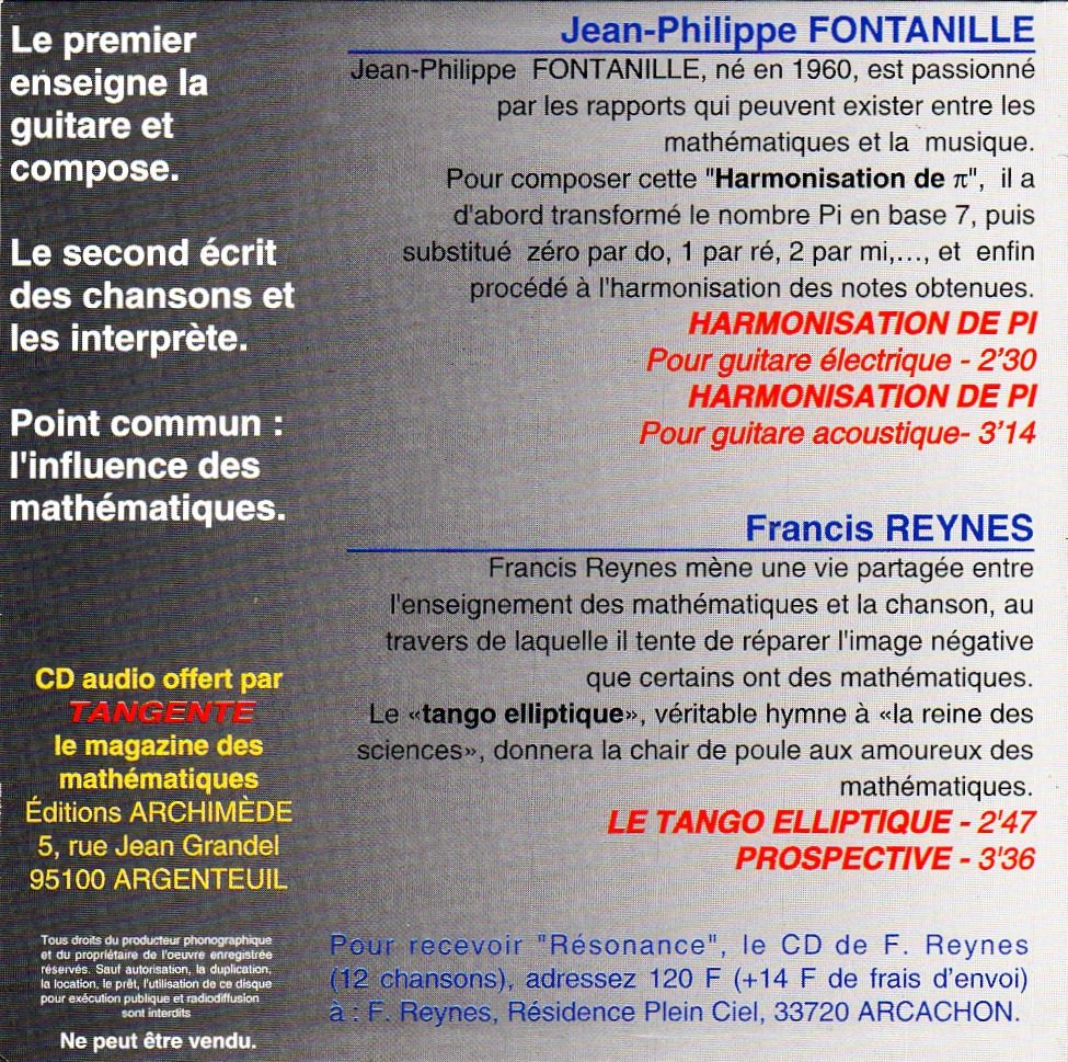 Harmonisation de Pi (1997) — verso