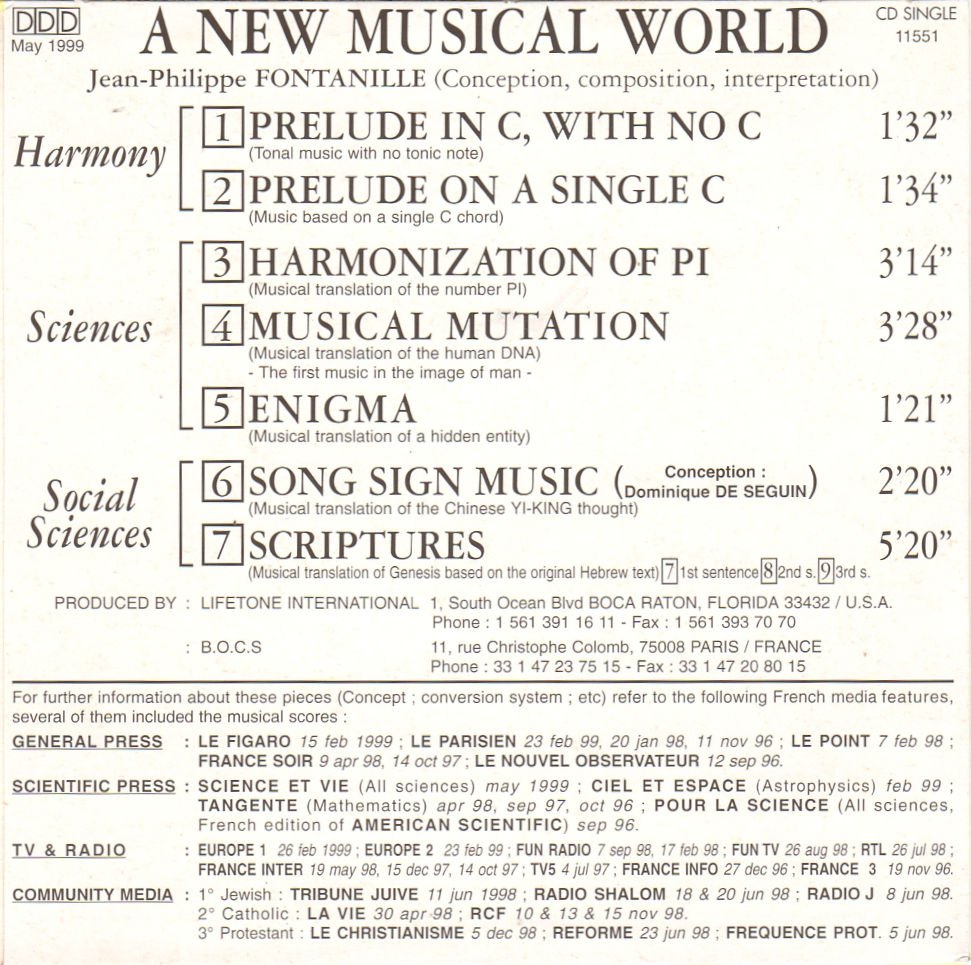 A New Musical World (1999) — verso