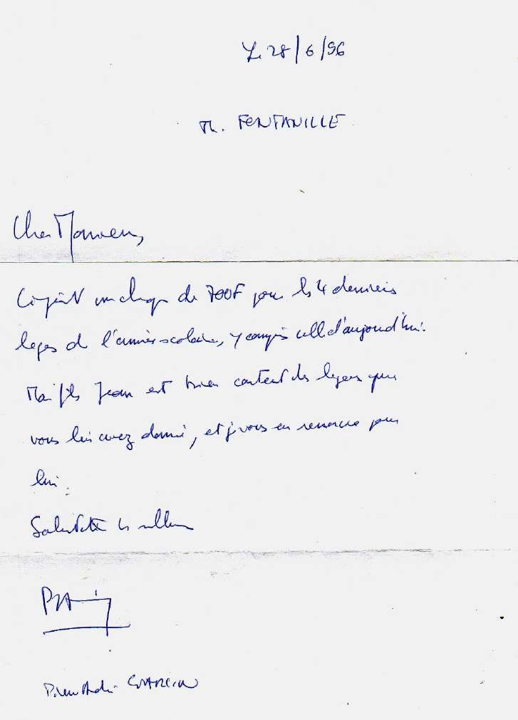 Témoignage manuscrit d’un élève (6/10)