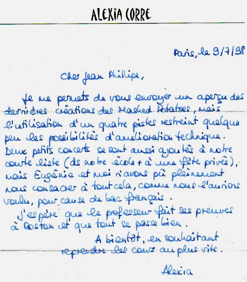 Témoignage manuscrit d’un élève (9/10)